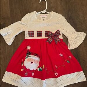 Bonnie Baby 2T Christmas Dress Santa Plaid Bow Red Gold Dot Holiday
